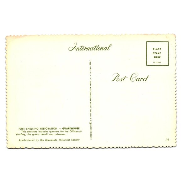 Vintage Fort Snelling Restoration Guardhouse Postcard  International Officer - Picture 2 of 2